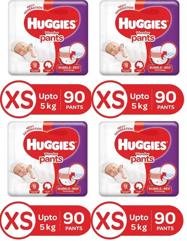 Huggies Wonder Pants diapers - XS 90+90+90+90 - XS  (4 Pieces)