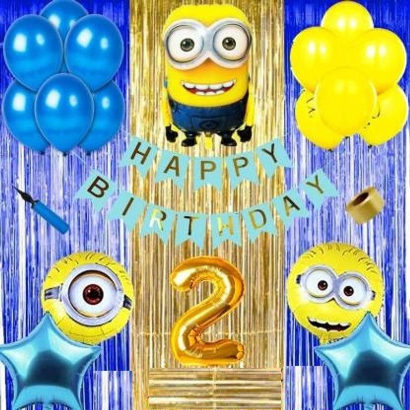 decokart 2nd birthday minion birthday combo-pack of 75  (Set of 75)