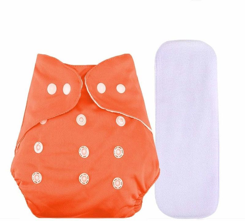 flockidos 100%Cloth Diapers for Babies,Reusable,Washable&Adjustable(Newborn,Orange)