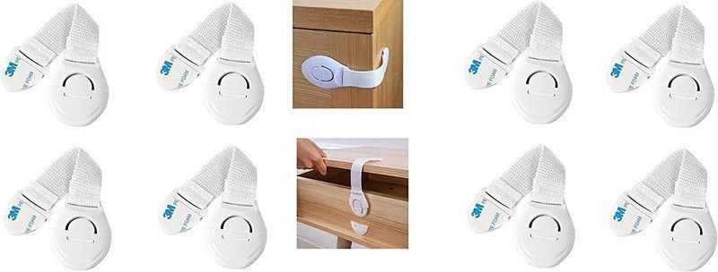 Xeekart (Pack of 8) Child Safety Locks Cabinet Locks for Babies Childproof Safety Latches Baby Proof Lock for Cabinets, Doors, Drawers - Child Proofing  (White)
