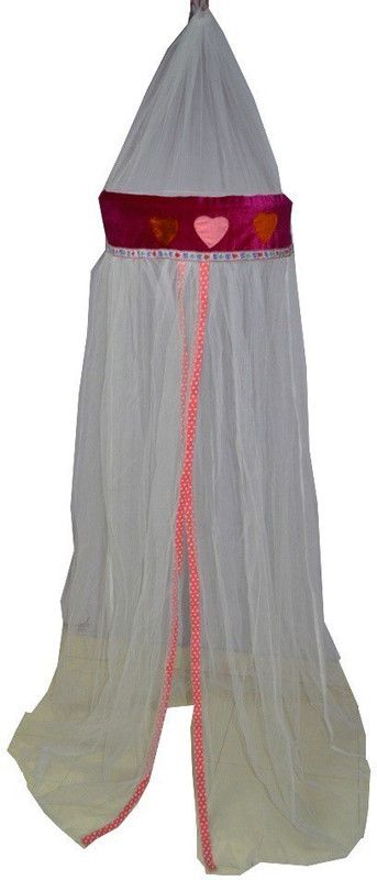 Creative Textiles Polyester Kids Lovely Hearts Mosquito Net  (White, Ceiling Hung)