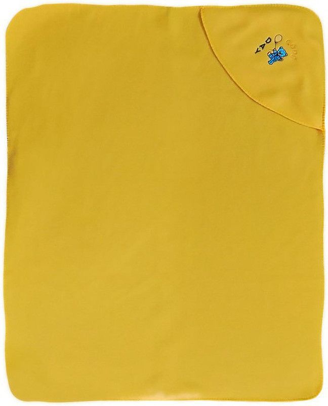 NAMAN Embroidered Single Hooded Baby Blanket for AC Room  (Polyester, Yellow)