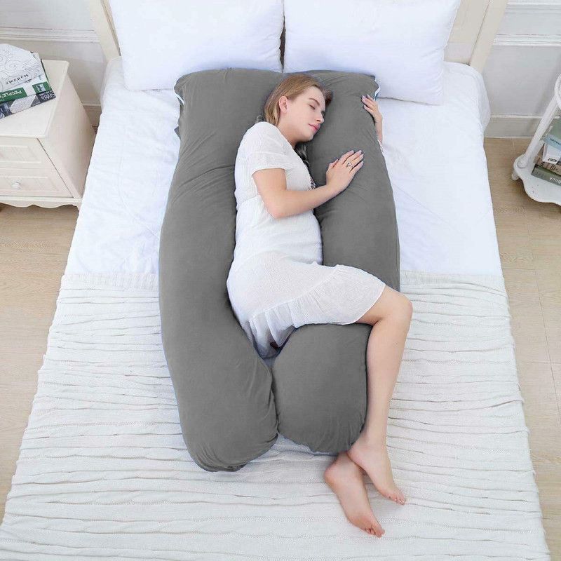 Seoul Pregnancy Pillow Microfibre Solid Pregnancy Pillow Pack of 1  (Grey)