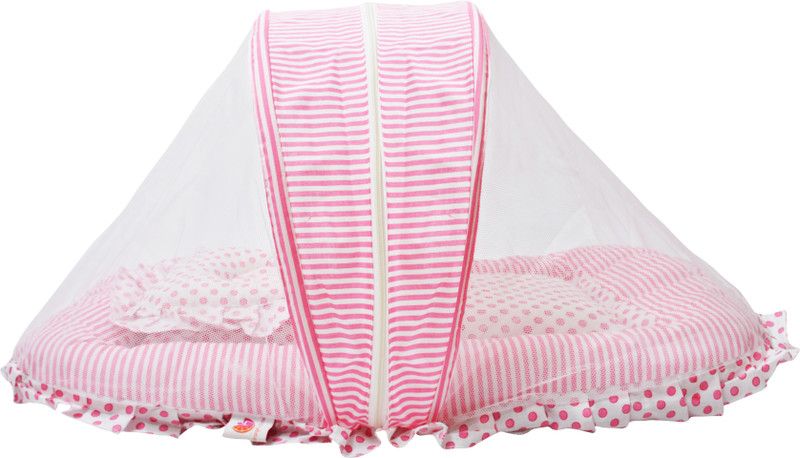 ORANGE AND ORCHID Cotton Infants Washable Bedding Set for Just Born Mosquito Net  (Pink, Tent)