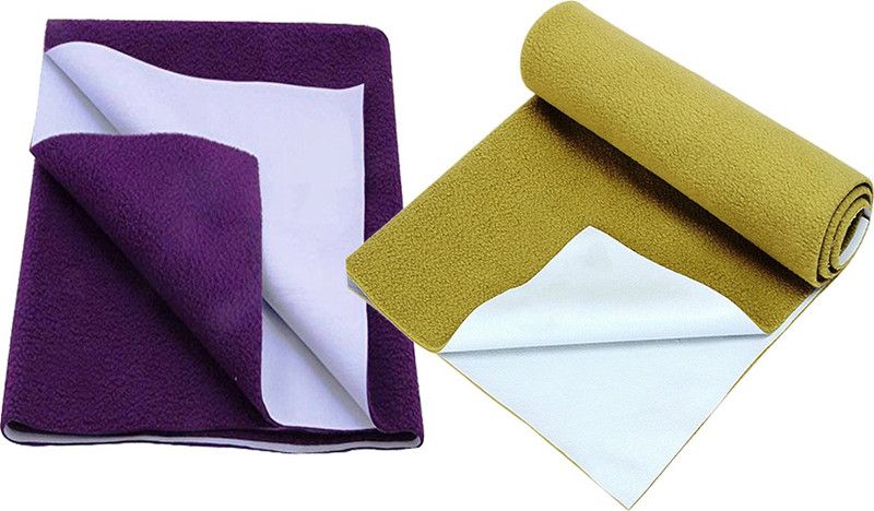 KidBee Polyester, Rubber, Cotton Baby Bed Protecting Mat  (Plum,GoldenGreen, Small, Pack of 2)