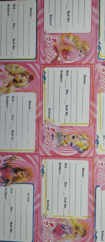 Super Easy Barbie Girls Design Name Slip Note Books Cartoon Stickers School Labels for Kids  (Set of 320)