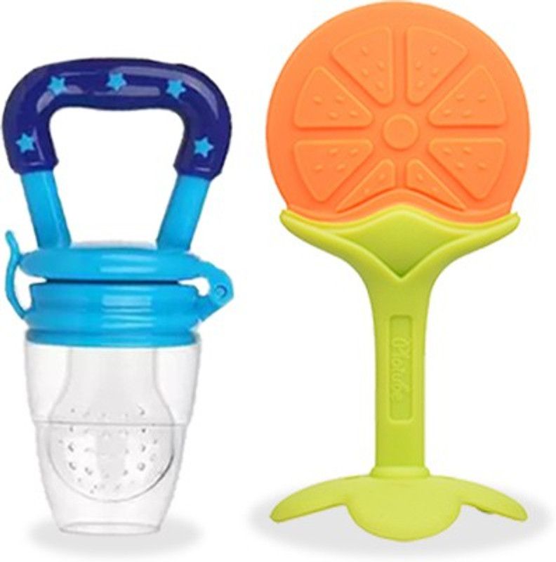 Chinmay Kids Baby Fruit Shape Teether & Soother Soft Stick Dental Care BPA-Free (Pack of 2) Teether  (Orange, Blue)