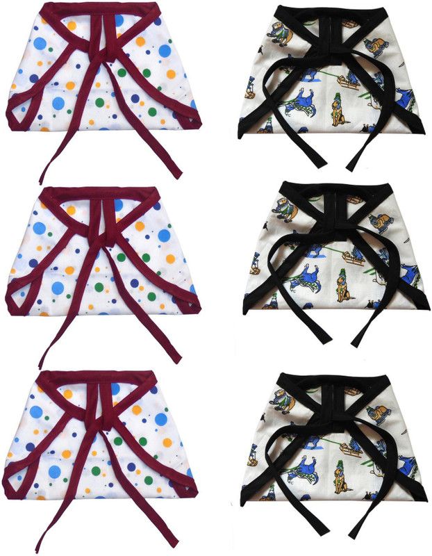 SRIM Cotton Cloth Nappy with Double Layer Fabric - Langot for New Born - 6 Pcs - Best for 3-9 month Baby - Black, Maroon SMC20240