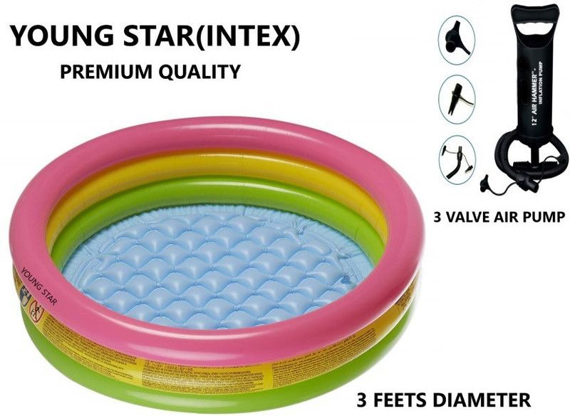 YOUNG STAR (USA**21) PREMIUM KIDS AND BABY 3 FEETS MULTICOLOUR ,THREE RIBS WITH AIR BASE AND AIR PUMP BATH TUB.  (Multicolor)
