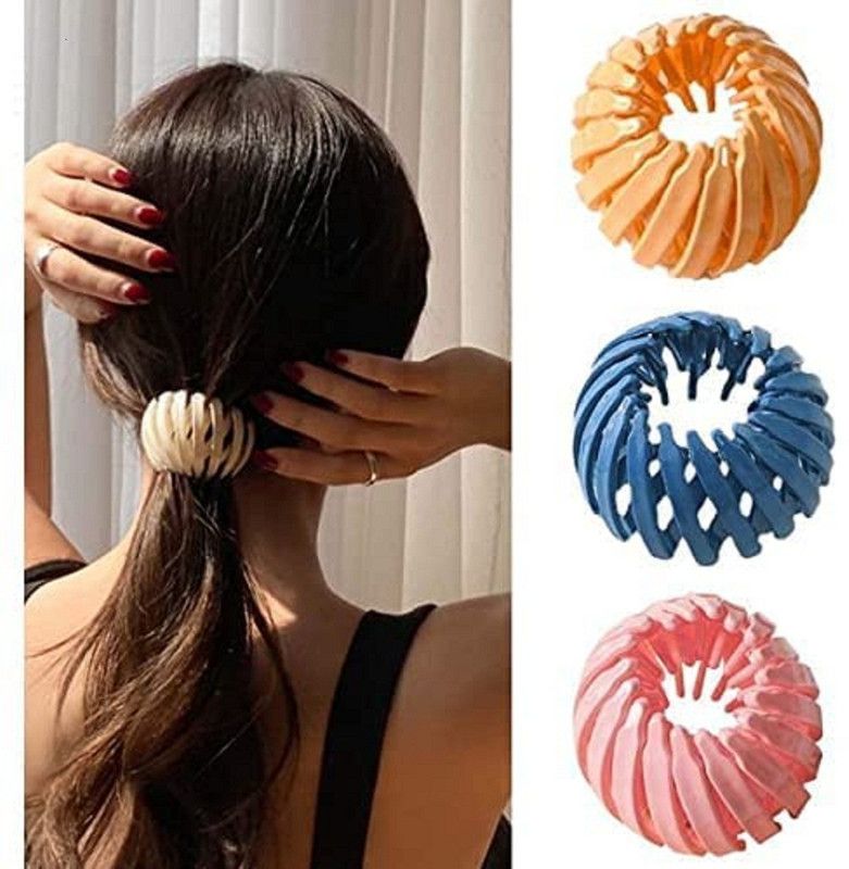 panaakhi 3 PCS Round Plastic Ball Bun Birds Nest Shape Hair Clip