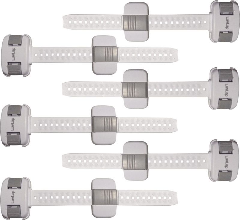 LuvLap Baby Safety Furniture Locks, Pack of 6 ; Adjustable and Flexible with 3M Adhesive  (White)