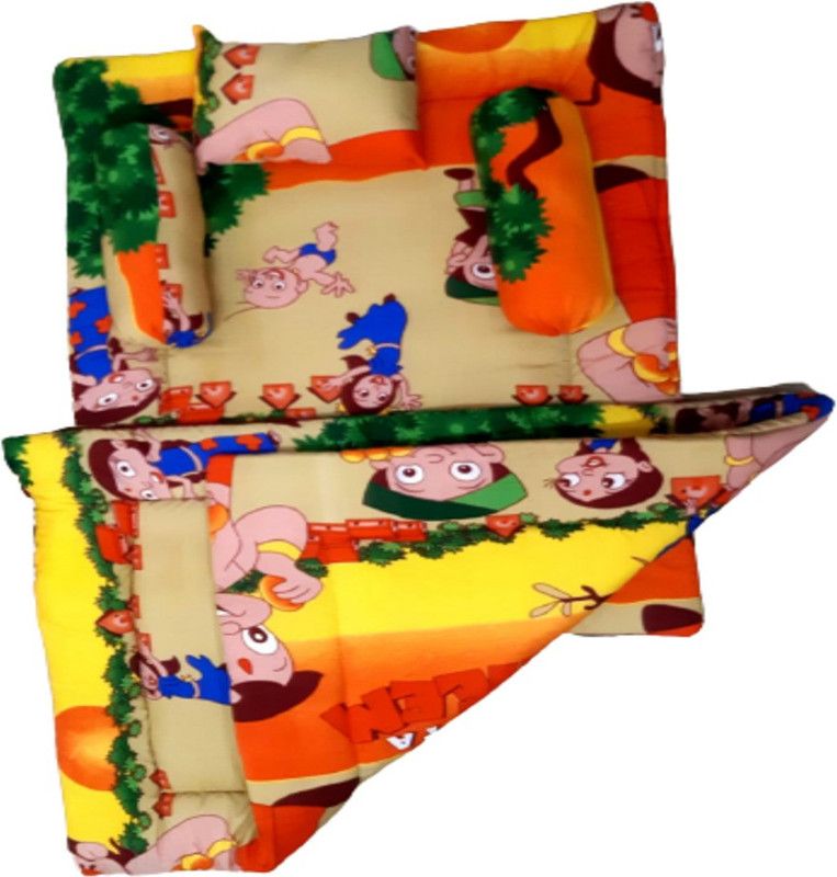 ishab soft fabric bed with quilt 2 bolsters 1 pillow foldable crib  (Fabric, Multicolor)