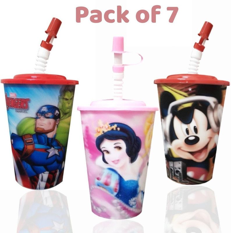 ShubhKraft Kids 3D Sipper Glass with Straw for Home and School Use  (Multicolor)
