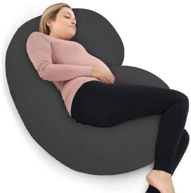 Wuzop Microfibre Solid Pregnancy Pillow Pack of 1  (Grey)