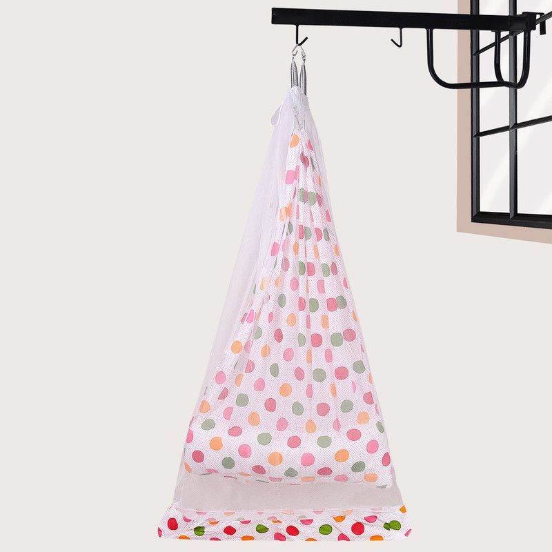 132 Window Metal Hanger with Swing Cradle Bedding Set, Mosquito Net and Spring  (Pink)