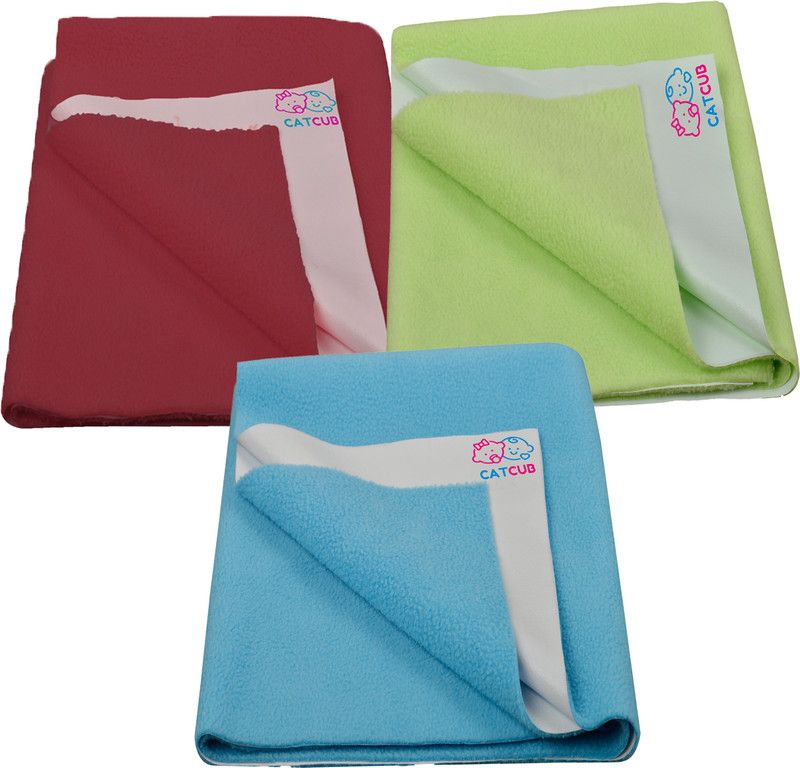 CATCUB Wool Baby Bed Protecting Mat  (Green, Blue, Maroon, Small, Pack of 3)