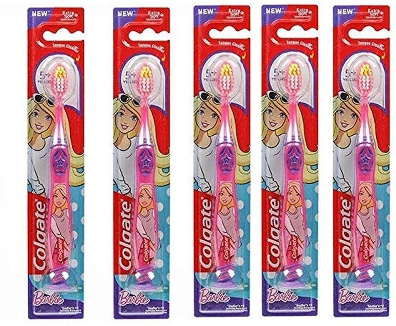 Colgate Barbie 5+years Extra Soft toothbrush tongue cleaner Extra Soft Toothbrush
