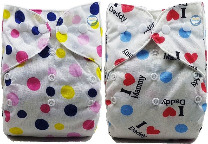BACHA FASHION Classic Baby Cloth Diaper (No Insert)-Polka Dot Blue + Pink