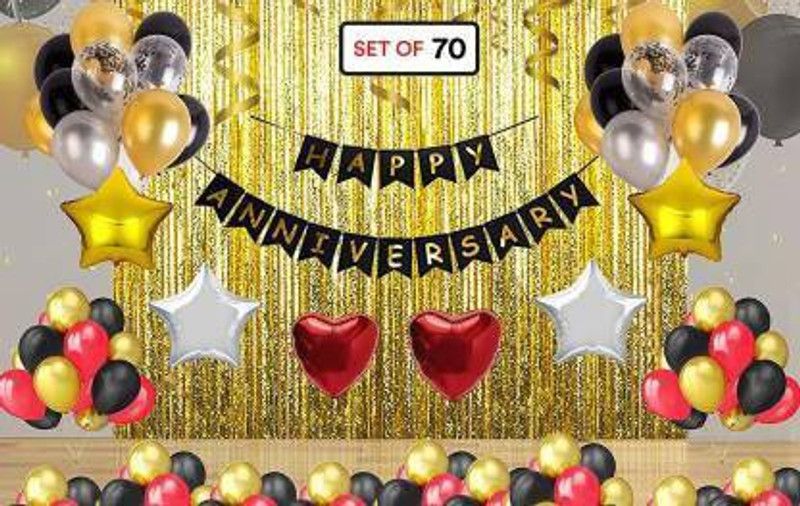 Shmaya happy anniversarycombo( pack of 69) Letter Balloon (Multicolor, Pack of 70)  (Set of 69)