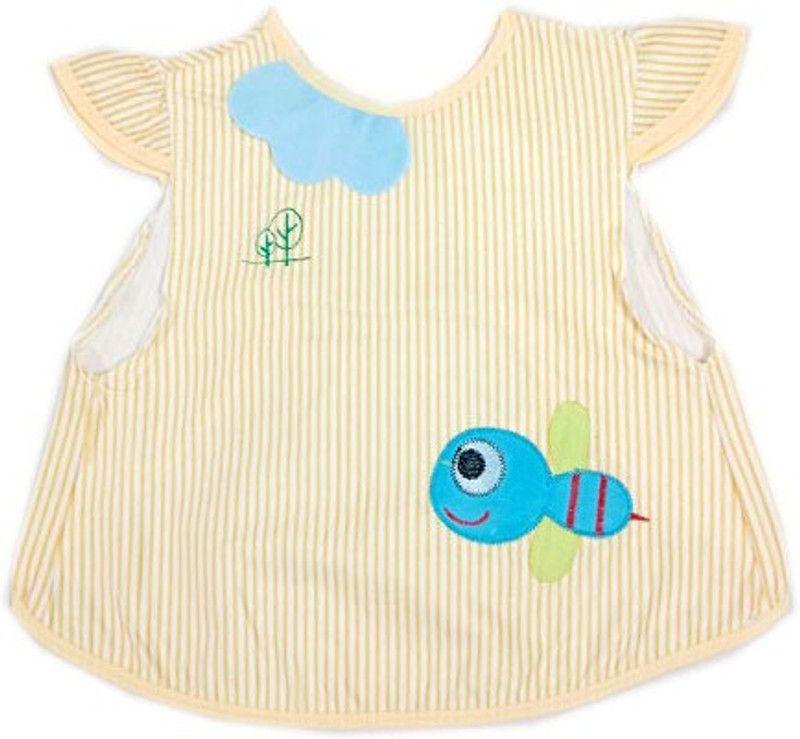 Squnib Waterproof/Washable/Double Layer Baby Frock Apron for Feeding/Meal/Activity  (Yellow)