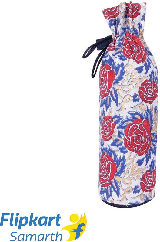 Indha Craft Handmade Traditional Hand Block Print Cotton Bottle Cover  (Pink, White)