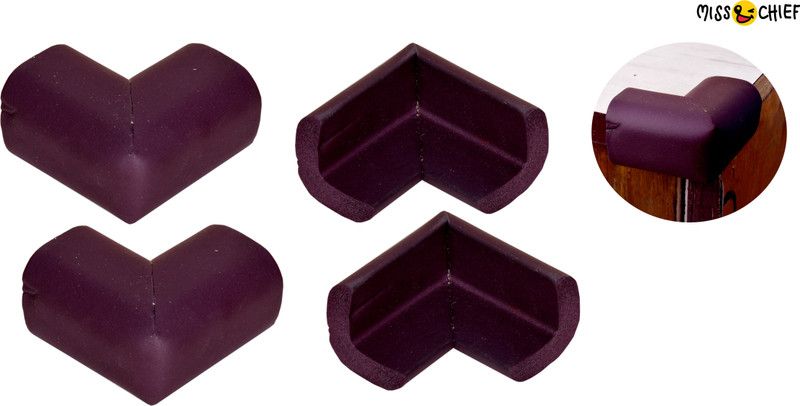 Miss & Chief by Flipkart Baby Proofing L-Shaped Corner Guards | Child Safety Edge Protectors | Baby Safety Furniture Cushion Corner | with Adhesive Tape for Babies/Kids/Children (Black, Pack of 4)  (Black)
