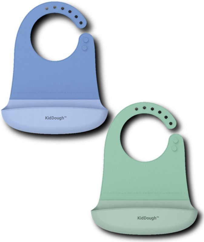 KidDough Waterproof Silicone Bib for feeding infants & toddlers | (Pack of 2) Comfortable Waterproof Bib Keep Stains Off, Protect Baby's Clothes from Food/Milk/Feeding/Water | (Sea Green & Purple)  (Purple, Green)