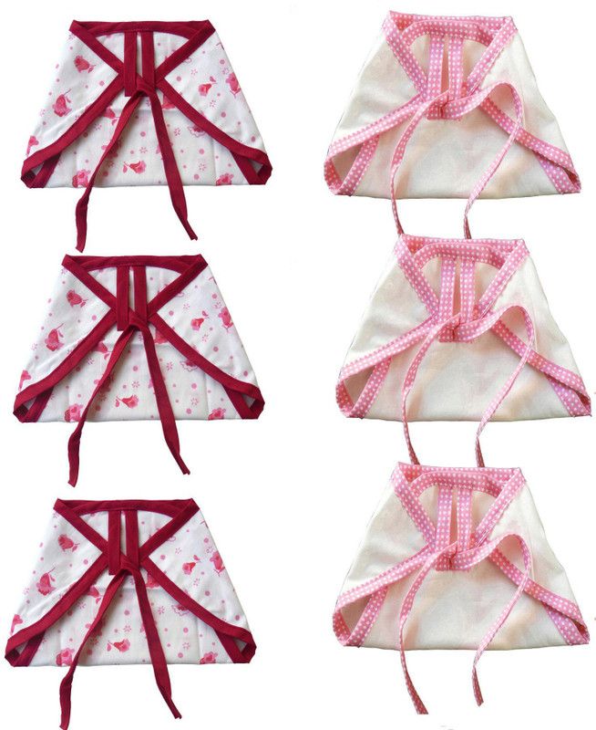 SRIM Cotton Cloth Nappy with Double Layer Fabric - Langot for New Born - 6 Pcs - Best for 3-9 month Baby - White, Pink SMC20477