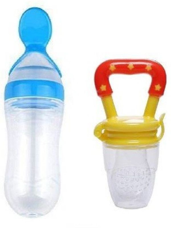 Honey Boo Baby Silicone Food Feeder And Fruit Nibbler Combo Teether and Feeder Teether and Feeder  (Blue)