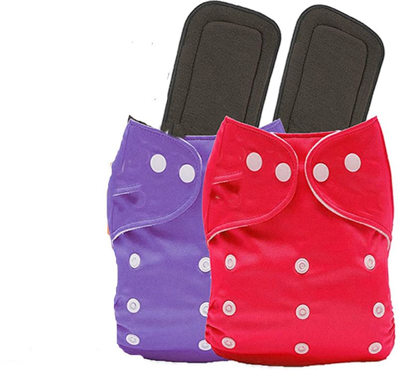 IRSHYAN KIDZGHAR 100% Cloth Diapers for Babies (0 - 2 Years), Reusable, Washable and Adjustable Nappies with Waist and Length Adjustment Snap Buttons and Wet-Free Insert Pads (Multicolor (Pack of 2)