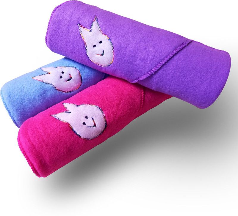 New Born Procare Solid Single Hooded Baby Blanket for Heavy Winter  (Microfiber, Skyblue & Pink & Purple)