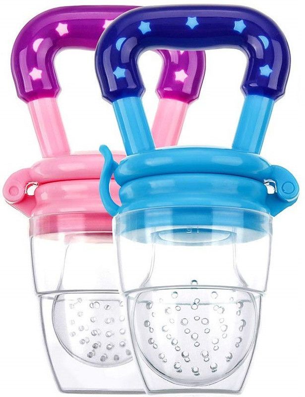Baby Shopiieee 2 Pcs Fresh Food Nibbler Baby Pacifiers Feeder Kids Fruit Feeder Nipples Feeding Safe Baby Supplies Nipple Teat Pacifier Bottles Teether and Feeder - NBBB-01 Teether and Feeder  (Blue)