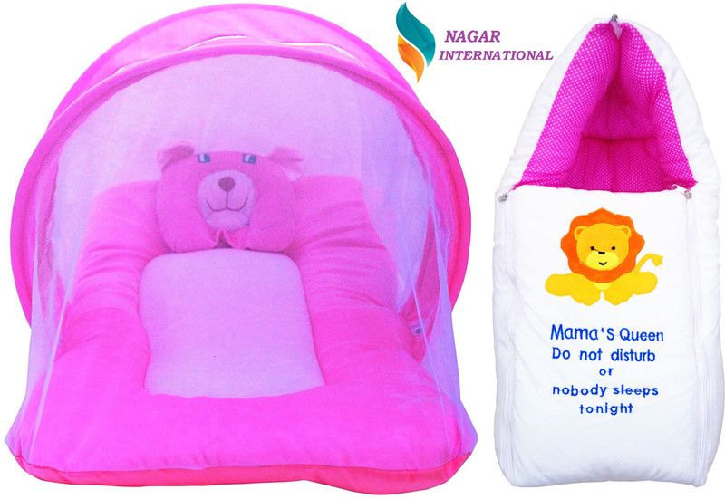 NAGAR INTERNATIONAL Polyester, Cotton Baby Bed Sized Bedding Set  (White, Pink)