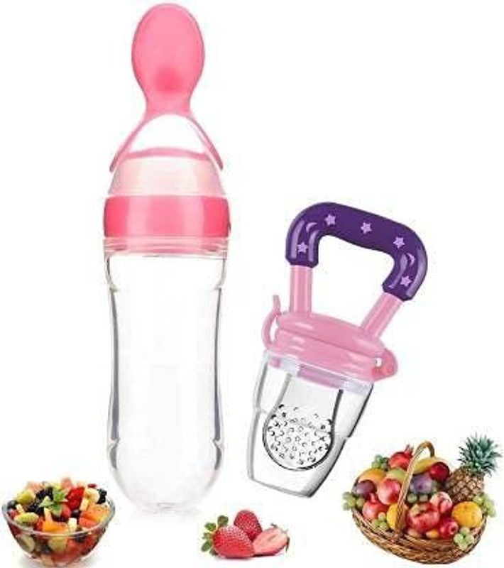 NITYA Baby Silicone Food Feeder And Fruit Nibbler Combo Teether and Feeder Teether and Feeder  (Pink)