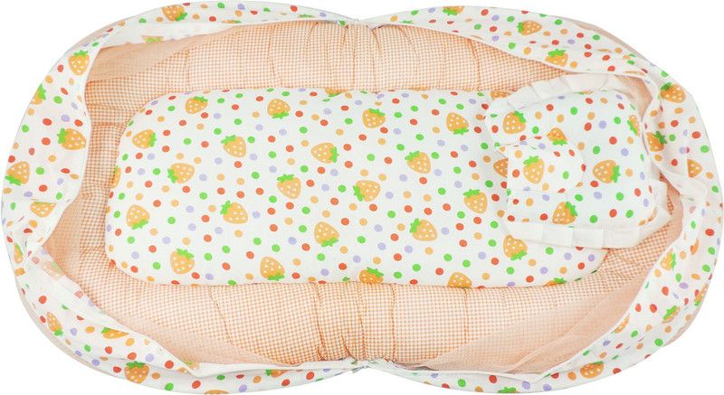 OLE BABY Nylon Infants Washable Jumbo Reversible 2 In 1 Cute Strawberry Print Mosquito Net  (Multicolor, Frame Hung)