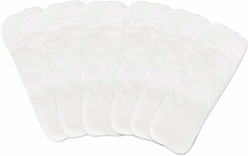 IRSHYAN KIDZGHAR 5 Layers Bamboo Charcoal Diaper Inserts Liners Natures Cloth Diaper Liner, Wetfree Reusable Washable Cotton Diaper Nappy Inserts for Baby Cloth Diapers Liners (Pack of 6, White)