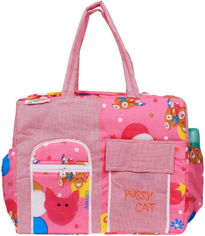 OLE BABY Big Multi-Utility Amazing Apple and Checkered Fabric Diaper Bag  (Pink)