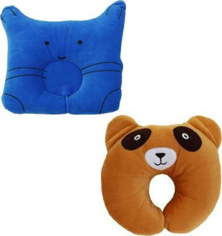 Mega Style Polyester Fibre Animals Baby Pillow Pack of 2  (Multicolor)