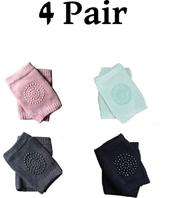 SKYELLA 4 - Pair Baby Crawling Knee Pad Non-Slip Multi Color Baby Knee Pads, knee pad for children, knee pads for kids (Baby Knee Pads Combo Set Of 4-Pair) Multicolor Baby Knee Pads  (LACE FINISH)