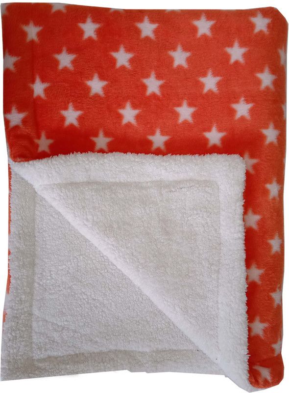 NAMAN Self Design Single Hooded Baby Blanket for AC Room  (Polyester, Orange)