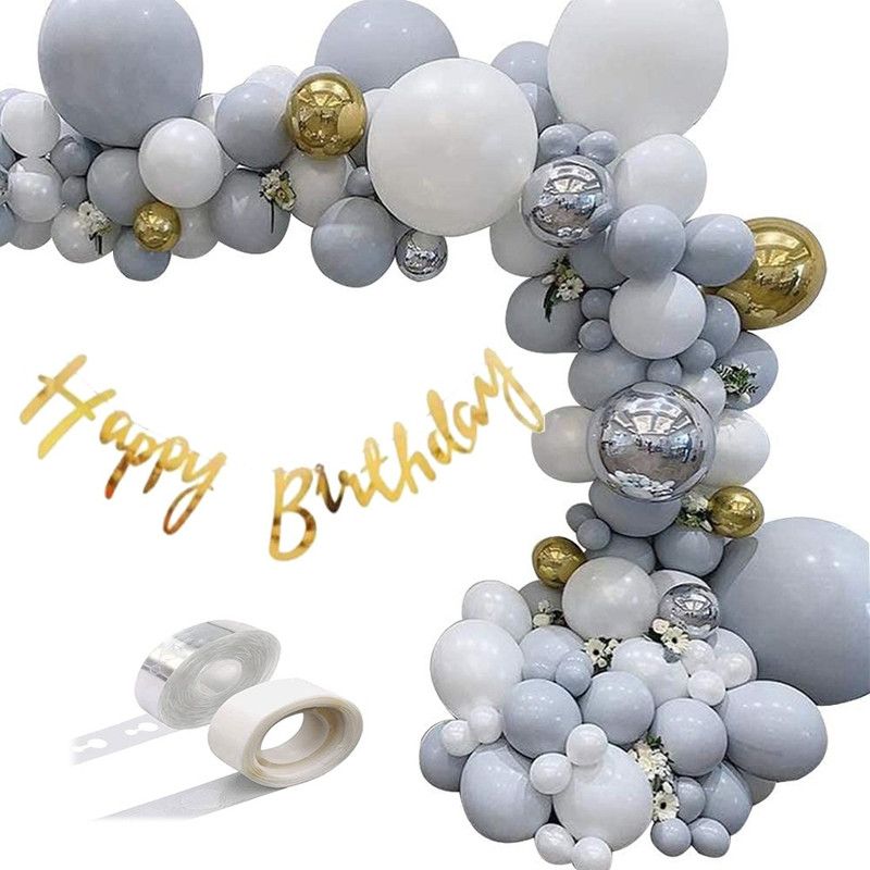 Dinipropz Gold Happy Birthday Party Decoration Pack With Arch Glue  (Set of 64)