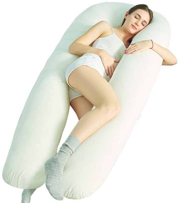 Jaipurlinen Microfibre Solid Pregnancy Pillow Pack of 1  (White)