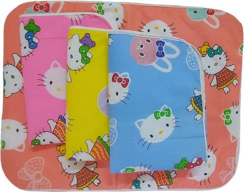 Growing Steps Cotton Baby Bed Protecting Mat  (Orange, Pink, Yellow, Blue, Free)