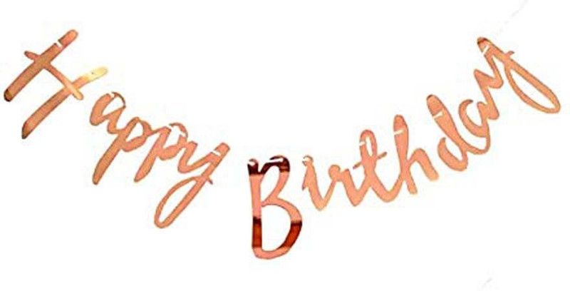 Party Hub  Happy Birthday Cursive Letter Banner (Gold)  (Set of 1)