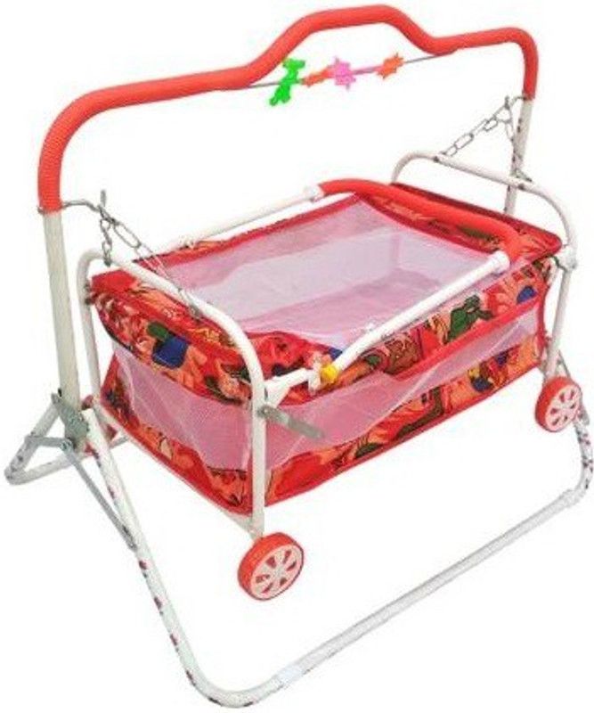 Baby Love Baby Bassinet baby bed jhula buggi, palna pram Bassinet  (Red)