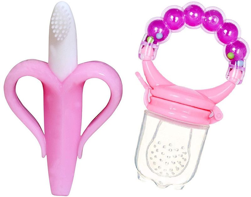 Ganpati Enterprises Baby Fruit Food Nibbler And Baby Silicone Teether 6-12 months babies Bpa Free Teether and Feeder  (Multiclor12)