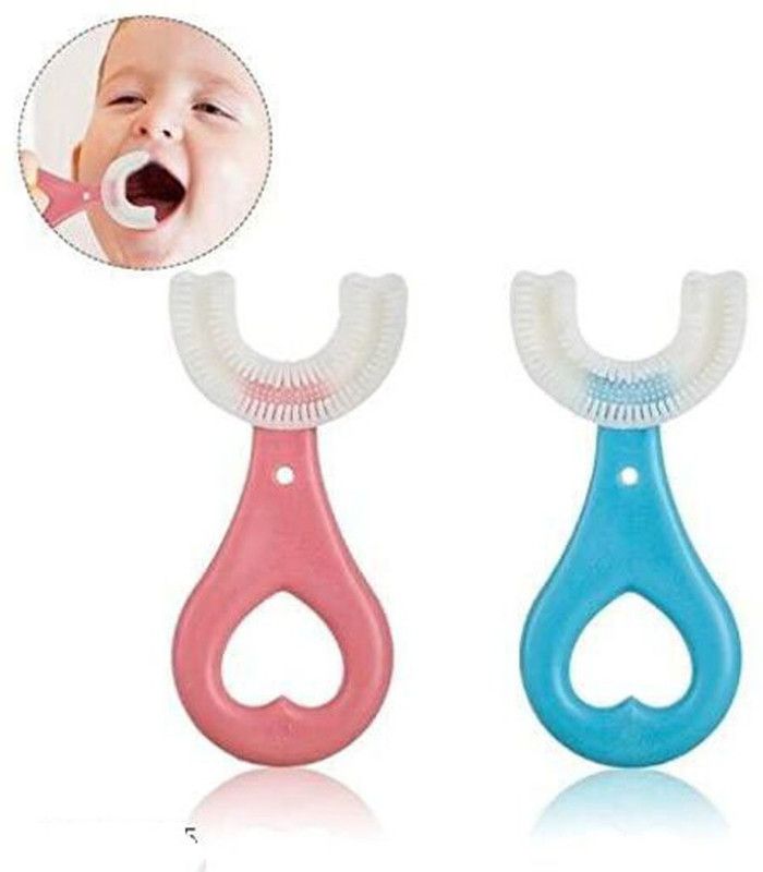 Hongxin U-Shaped Soft Silicone Toothbrush for Kids Age 2-12 yrs Ultra Soft Toothbrush  (2 Toothbrushes)