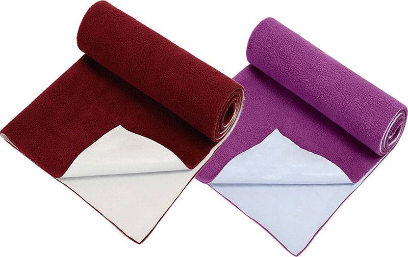 KidBee Polyester, Rubber, Cotton Baby Bed Protecting Mat  (Purple, Maroon, Small, Pack of 2)