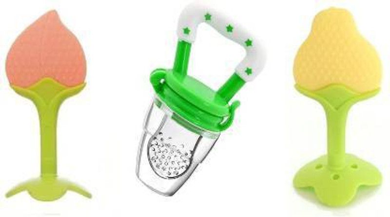 Lilz caress Food Feeder| Fridge & Dishwasher Safe || 100% BPA-Free Teether Set for Boys & Girls - PACK OF 3 - VN05 Teether  (Multicolor)