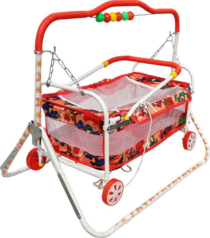 RAWZZ New born baby cradle With Swing bassinet Cum Stroller jhula palna (SIZE-MINI) molde-C1 color- RED  (Red)